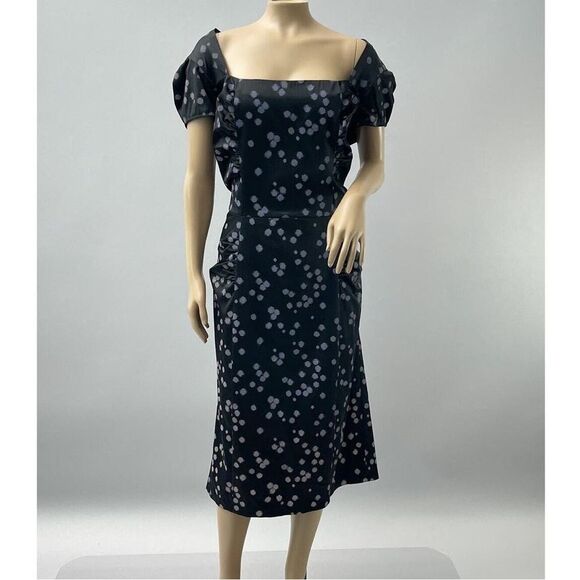 Stop Staring! Dress Black Celebrity Dot 1950s Wiggle Midi Retro Cocktail Medium - Picture 2 of 16